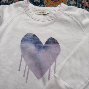 Kerri Rosenthal‎ White Drippy Heart Long Sleeve Sweatshirt Women's Size Small